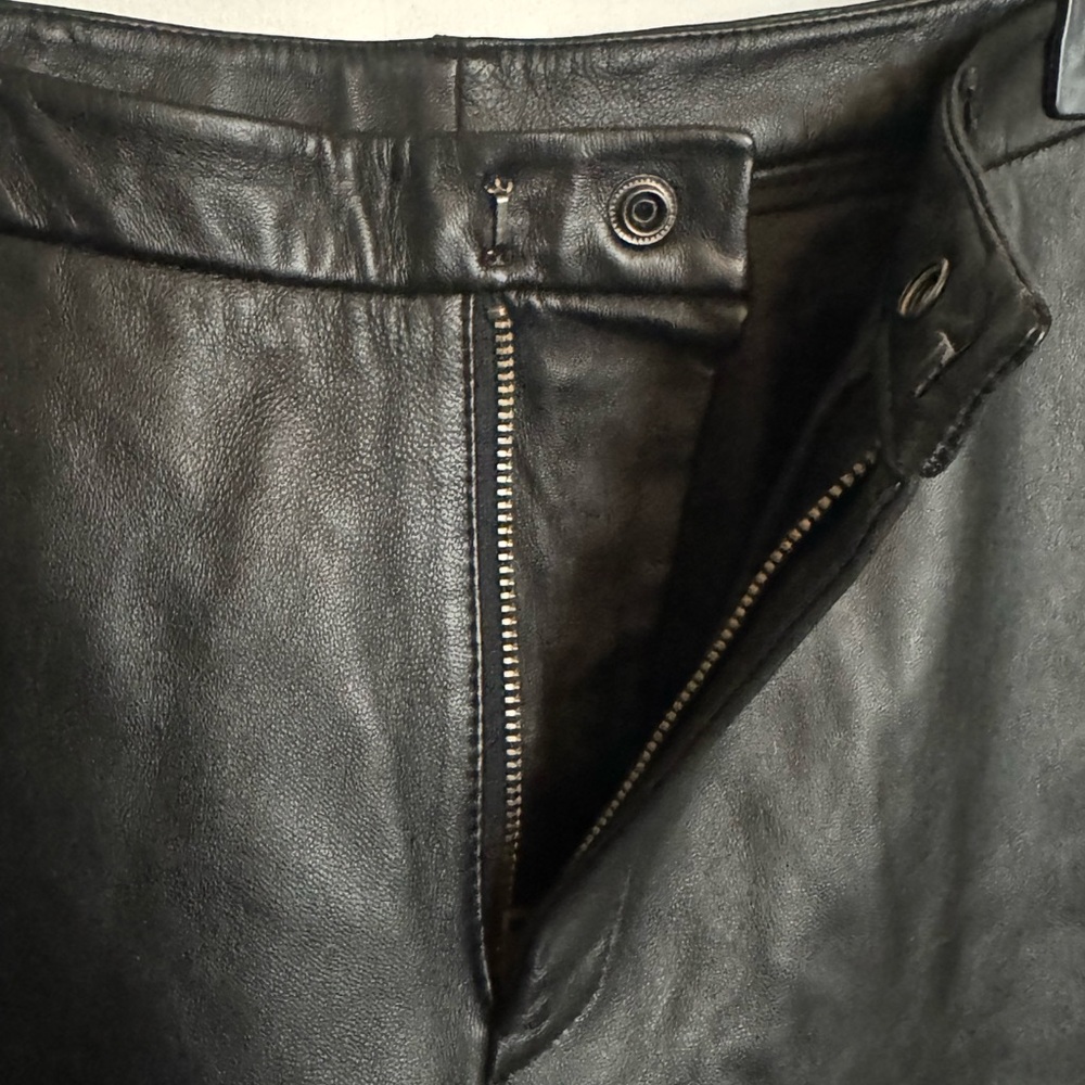 Jaclyn Smith Genuine Leather Black Pants Size 10 - Picture 4 of 7